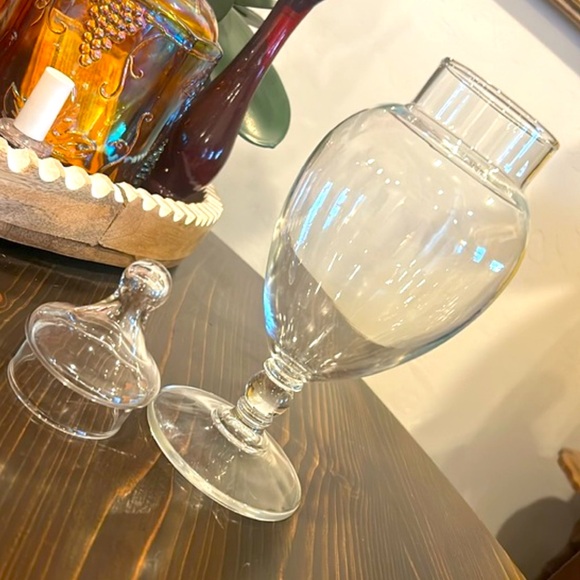 Vintage Apothecary Empoli Jar Clear Glass Footed Jar - Picture 8 of 9